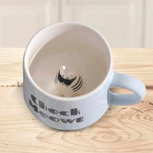 GOEDCH Lustige 3D Tier Tasse: 400 ml Süße Keramik Kaffee Becher Cartoon Handgefertigte Figürigkeit Geschenke für Frauen, 3D Tasse mit Katze Geburtstagsgeschenk für Kinder, Frauen, Mädchen