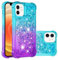 SIYOPINPFY Glitter Case for iPhone 12 Mini, Transparent Slim Bumper Case Bling Sparkle Flowing Liquid Case for iPhone 12 Mini, Shockproof Clear TPU Cover for iPhone 12 Mini 5.4 Green Purple YBJB