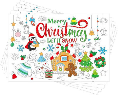 10stk Platzsets zum Ausmalen Weihnachten für Kinder, Papier Weihnachts Tischset Lustige Weihnachts-Tischsets Schneemann Tischset für Zuhause Tischzubehör(Weihnachtsthema)