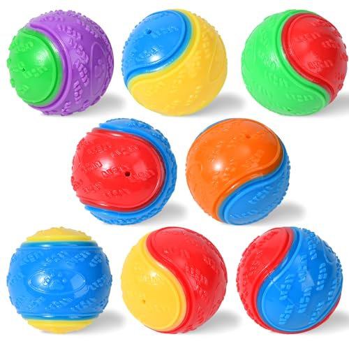 8Pcs Squeaky Dog Balls, Indestructible Dog Ball, Balls for Dogs Training, Teeth Cleaning Puppy Chew Toys