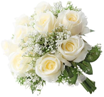 LOVIVER Brautstrauß Hochzeitsstrauß Künstliche Blumen Braut Halten Blumen Zum Jubiläum für Partys und Mehr, Hochzeit, Sekt