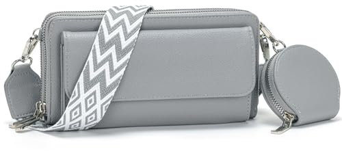 Snmoec Sac Telephone Portable Femme Pochette Telephone Portable Sacs bandoulière Femme avec Porte-Monnaie et Fente pour Carte Petit Sac a Main Bleu grisâtre