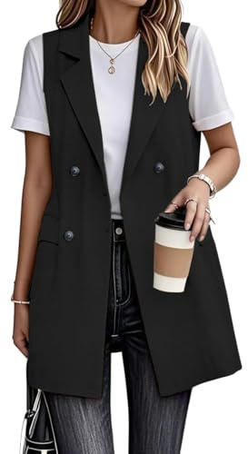 IDEALSANXUN Chaleco largo de lino para mujer, elegante, sin mangas, para exteriores