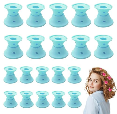 Heatless Hair Curlers, Silikon Lockenwickler über Nacht, 20pcs Haarwickler Magie Lockenwickler Haar Lockenwickler ohne Hitze klein Hair Curler für Lange Kurze Haare (Blau, Extra groß)