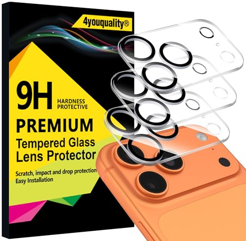 4youquality 3-Pack for iPhone 17 Pro Max Camera Lens Protector | 9H Tempered Glass, Impact-Protection, Anti-Scratch, Night Shot Compatible, Ultra Clear, High Transparency, Case-Friendly