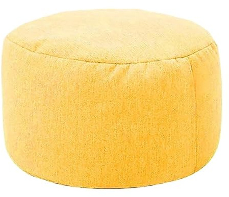FJOADNVM Fußhocker Runder Hocker D30cm*H20cm Leinen Sitzsack Ottoman mit Füllung Pouf Fußhocker Tatami Futon Puff(Yellow)