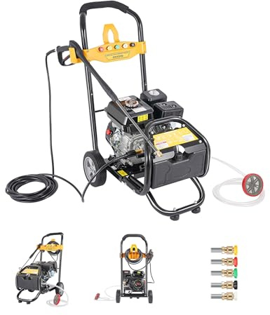 Goddlgjik 200 Bar Idropulitrice a Scoppio 4 Tempi 7,5 CV con 5 ugelli | Idropulitrice Benzina Auto Giardino Autoadescante con tubo da 10 m, 3400RPM 9 LPM