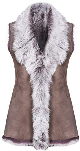 Infnity Leather Damen Taupe Damen Weiche Echt Toskana Lammfell Gilet Weste L