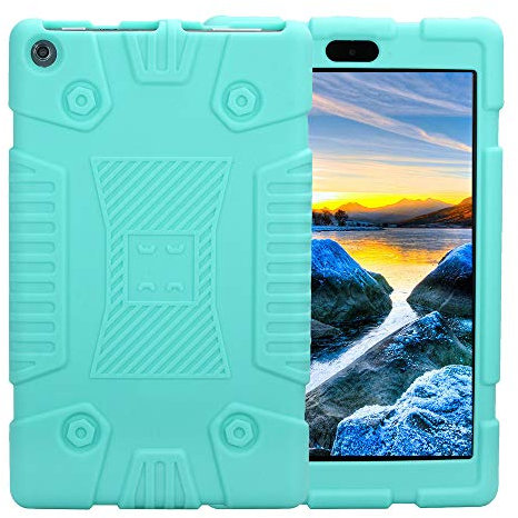 Dinglong per Amazon Kindle Fire HD8 2017/2018 - Cover universale in silicone morbido, 5 colori tra cui scegliere (verde menta)