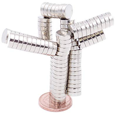 Brudazon | 50 Mini Scheiben-Magnete 7x2mm | N52 stärkste Stufe - Neodym-Magnete ultrastark | Power-Magnet für Modellbau, Foto, Whiteboard, Pinnwand, Kühlschrank, Basteln | Magnetscheibe extra stark