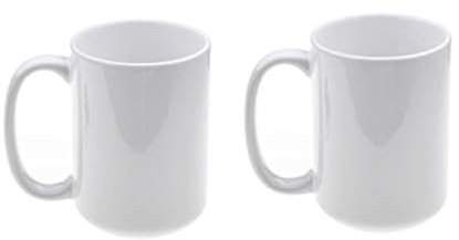 SFS BLANK White Ceramic Coated Sublimation Mug 15 ounces Heat Press Thermal Transfer Dye Coated Glossy 2 pieces