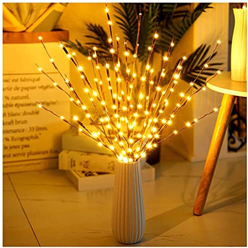 CLESDF FFNIU730 Twig Lights - 3Pack 60 LED Upgrade Artificial Branch Light, Battery Operated Lighted Twigs, Lighted Branches for Thanksgiving Day and Christmas Decoration