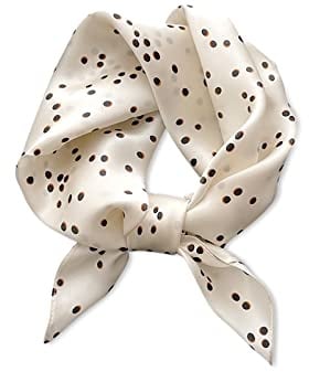 LumiSyne Retro Seidenschal Damen Klassische Polka Dots Hochwertige Satin Seide Gepunktet Quadratischer Schal Bandana Kopfschmuck Haarband Senior Zubehör