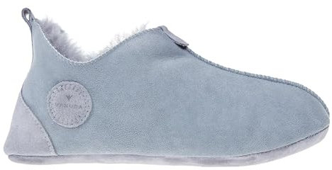 Vanuba Handgemacht Lammfell Hausschuhe Damen Winter Oxford Warme Hausschuhe Geschlossen - Pantoffeln Damen - Hüttenschuhe 37 Aschgrau