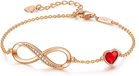 Infinity Armband Damen 925 Sterling Silber Rosegold or Edelstahl, Unendlichkeit Herz Armbänder Kristallen Armkette Valentinstag Muttertag Geburtstags Weihnachten Geschenk für Sie Frauen Freundin mama