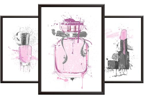Hey Chimp Teenage Girls Bedroom Accessories - Room Decor for Teen Girls - Designer Perfume & Makeup - Pink Room Decor Modern Wall Art Prints - Unframed Fashion Posters/No Frames A4