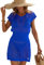 JFAN Vestido Playa Mujer Verano Pareo Playa Crochet Bikini Cover Up Vestido de Ganchillo Traje de baño Cubrir Camisolas y Pareos (Azul,Talla única)