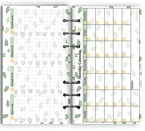 2025 Planer Monthly Paper Kit, für 6-Loch Filofax A6 Binder, 6-3/4 x 3-3/4, Personal/Size for Budget Binder (Harphia, 007month A6)