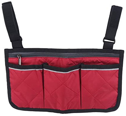 Spldsun Rollstuhl Aufbewahrungstasche, Rollstuhltasche für Armlehne, Vliesstoff Rollstuhl Tasche, für Rollstühle, Kinderwagen, MobilitäTsroller, Rollator (Rot)