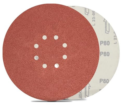 FEIHU 15 Stück 225mm 8-Loch Klett-Schleifscheiben, P80 Körnung, 9 inch Klett-Schleifpapier runde Schleifpapierpads für Trockenbauschleifer mit Löchern, Giraffenschleifer