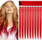 XIRRWWH 9 Stücke 21 Inch Farbe Haarverlängerung Clip in, Rot Haarteile Heat Resistant Gerade Multicolor Haarschmuck Festive Dress (Rot)