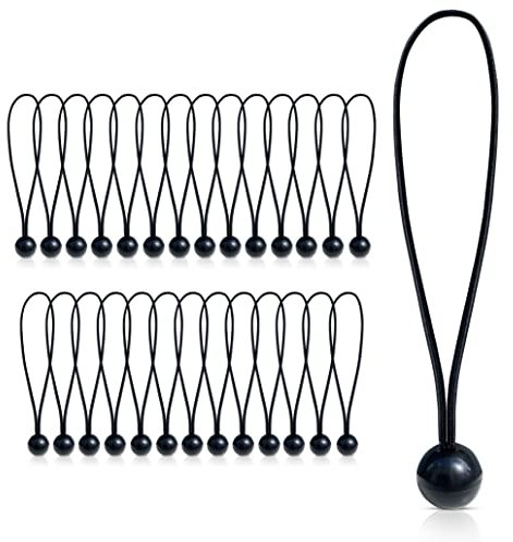 Spanngummis mit Kugel 28 Stück - Planenspanner mit Kugel - Expander - Hochbelastbare Spanngummis - Perfekt für die Befestigung von Planen, Zelten, Netzen oder Pavillons (28x Gummispanner 15 cm)