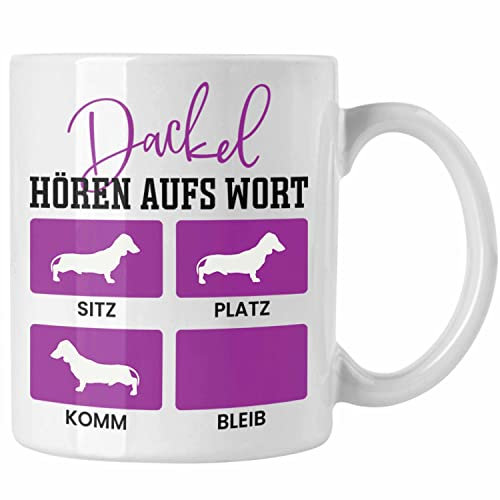 Trendation - Dackel Tasse Geschenke Dachshund Rauhaardackel Lustig Dackel Hören Aufs Wort (325 Milliliter Keramik Tasse mit Griff)