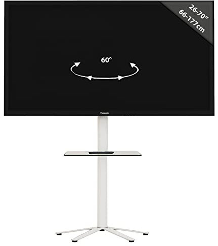 VCM TV Standfuß | Ständer Rack Fernseh | Maße ca. H. 100 x B. 61 x T. 61 cm - Xila Weiß