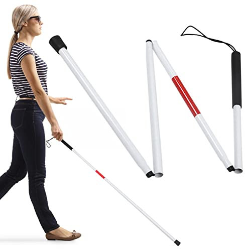 Générique Bâton de Marche Canne Aveugle - Bâtons de Marche Pliables pour Seniors - Canne de Marche en Alliage d'aluminium accrocheuse, Produits pour malvoyants