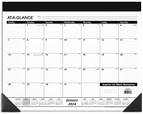 AT-A-GLANCE Schreibtischkalender 2024, monatliche Schreibtischunterlage, 54,5 x 43,2 cm, Standard (SK220024)