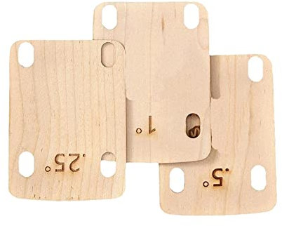Perfeclan 3 Stück Gitarren Hals Shim, Gitarren-Halsplatten-Dichtung, Holz Gitarrenhals Unterlegscheibe Schutz 0,25 0,5 und 1 Grad Ersatz E-Gitarre Hals Platte für Gitarre Bass Reparatur