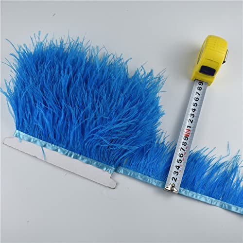 1M 5M 10Meter 8-10CM Weinrotes Straußenfederbesatzband Tuch für Rock/Kleid Weiße Federn Für Kunsthandwerk Bekleidungszubehör-17 Seeblau,1 Meter