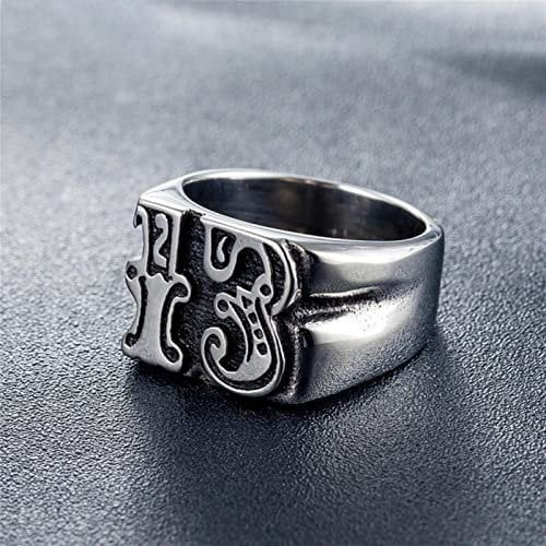 XJruixi Punk Hip Hop Men Stainless Steel Lucky Number 13 Ring Fashion Biker Retro Silver/Gold Color Ring Men Fashion Jewelry Gifts