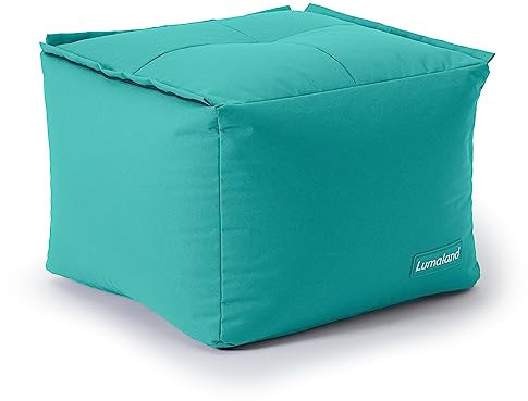 Lumaland Sitzsack-Lounge Modular Pouf | Individuell erweiterbarer & Leichter Hocker | Waschbare Sitzmöbel für Innenräume & Garten | Indoor & Outdoor Lounge Garnitur | 54x54x54 cm [Türkis]
