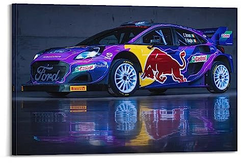 LADV Rallye-Sportwagen-Poster für Ford Fiesta WRC, Rennwagen, dekoratives Gemälde, Leinwand, Wandkunst, Bild, 20 x 30 cm