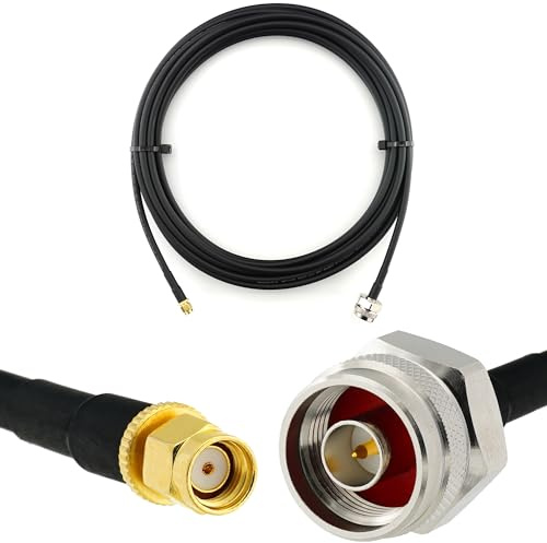 12m RP-SMA Stecker auf N Stecker (Hex Kopf) Koaxialkabel — 12 Meter Verlustarmes HF-240 (LMR 240 Äquivalent) Antennenkabel Verlängerungskabel — für WiFi Router Antenne Wireless RF WLAN Radio Modem