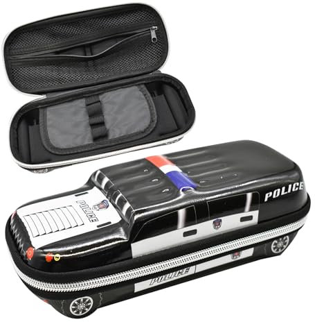 Lopenle Cooles SUV-Federmäppchen, Polizeiauto, großes Fassungsvermögen, Federmäppchen, Aufbewahrungsbox, schwarz, wasserdicht, aus EVA-Material