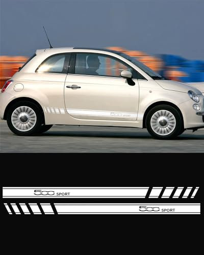 Adesivo auto Strisce decorative, set di adesivi a strisce laterali per Fiat Abarth 500 595 (white)