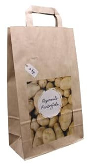 250 Papiertragetaschen Kartoffelsack Kartoffel Tüte in braun 22+10x36 cm - good4food