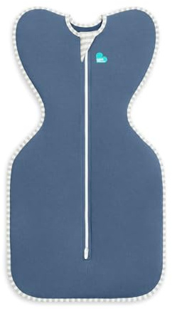 Love To Dream™ Swaddle UP™, Newborn 2.2-3.8 kg - Denim, Snug Fit, Supports Healthy Sleep Routine, 1.0 Tog - Ideal for 20-24°C Temperatures, Machine Washable Cotton & Double Zip for Easy Nappy Changes