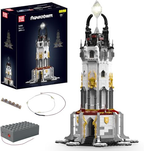 Mould King 16055 MOC Technik Mittelalterlicher Leuchtturm Beleuchtung Bausteine Set - Mittelalterliche Stadt LED Licht BAU Modellbau-Spielzeug für Straßenansichtshäuser(2199 Stück)