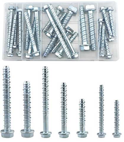 Kit de 25 pernos de anclaje autorroscantes para hormigón (M6/M8/M10), anclaje de tornillo de cabeza hexagonal de brida, utilizado para fijar en mampostería, mármol, ladrillo, madera, piedra (50/75/100
