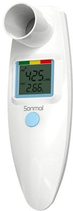 Peak Flow Meter, Kein Bluetooth, für Erwachsene und Kinder zur Überwachung der Lungenfunktion, LCD, Digitales Spirometer für Asthma, COPD, PEF & FEV1, Risikoanzeige, Tagebuch Formular