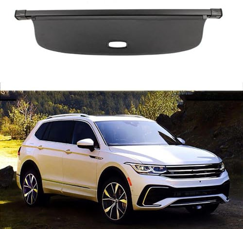 BAGLEV Ausziehbar Kofferraumabdeckung Auto Laderaumabdeckung,für VW Tiguan Allspace 2018-2022 Rollo Schutz Abdeckung Cargo Cover Ablagen ZubehöR,A