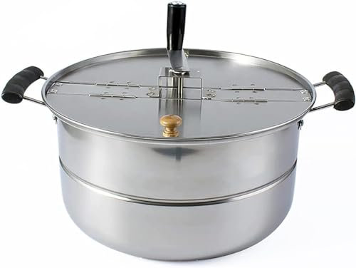 CUSMA Manueller Popcorntopf Aus Edelstahl, Gas-Popcornmaschine Für Den Heimherd, Handelsübliche Handgekurbelte, Antihaftbeschichtete Popcornmaschine Mit Heißem Öl