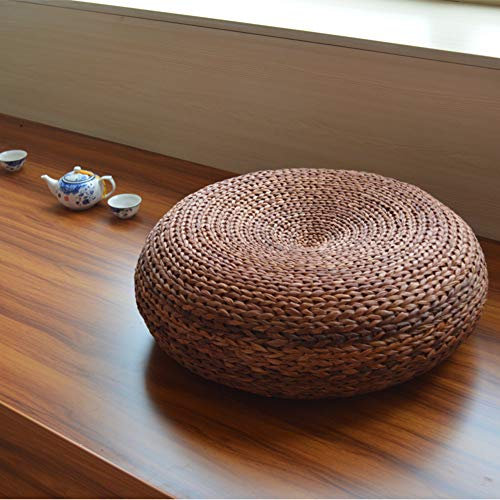 Coussin fabriqué à la main respectueux de l'environnement, coussin plat en paille japonaise, coussin de sol rond en tatami, coussin de siège, coussin de méditation de yoga for la maison, 50x50x17cm(20