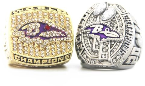 haobook NFL Championship Ring Set 2000 2012 Super Bowl Champion Ringe Rugby Geschenk für Fans Männer Frauen Jungen Väter Freunde