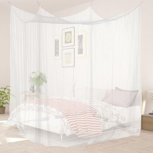 Xmart avec Sac de Rangement Moustiquaire de Lit Blanc 200 X 200 X 180 cm Moustiquaire Lit 2 Places Carrée Moustiquaire Lit Universelle pour Intérieur et Extérieur Camping