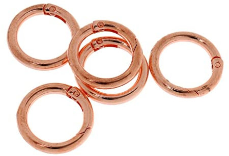 Aymzbd 5 Pieces 28mm Alloy Round Carabiners Camping Spring Clip Keychain, Rose Gold