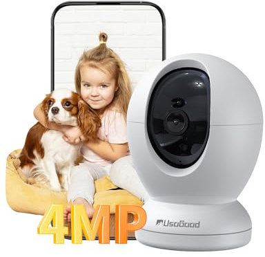 usogood 4MP Cámara Vigilancia WiFi Interior 2,4Ghz&5Ghz, 360°Vigilabebes con Camara WiFi Detección et Seguimiento de Humana/Movimiento/Sonido, Visión Nocturna, Audio Bidireccional, 24/7 Grabación